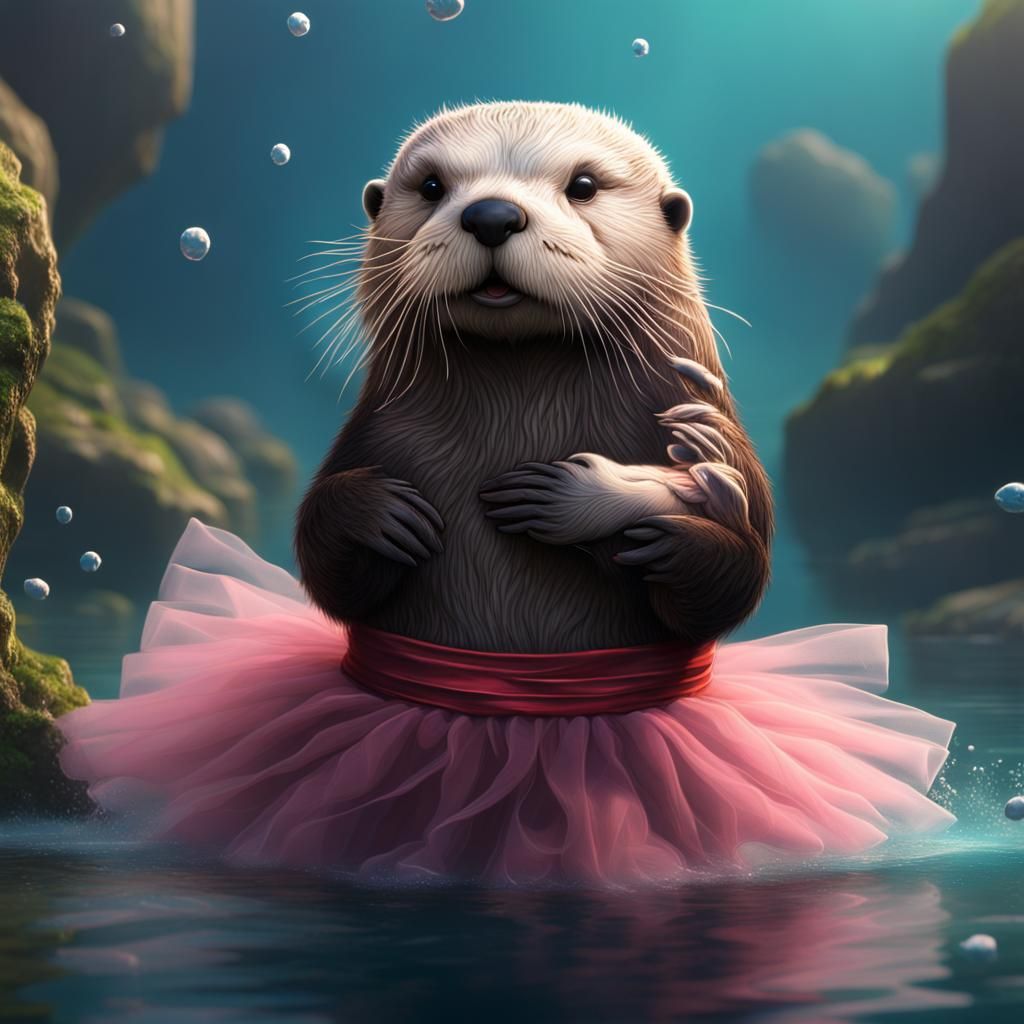 Sea Otter in Tutu: Detailed Matte Painting