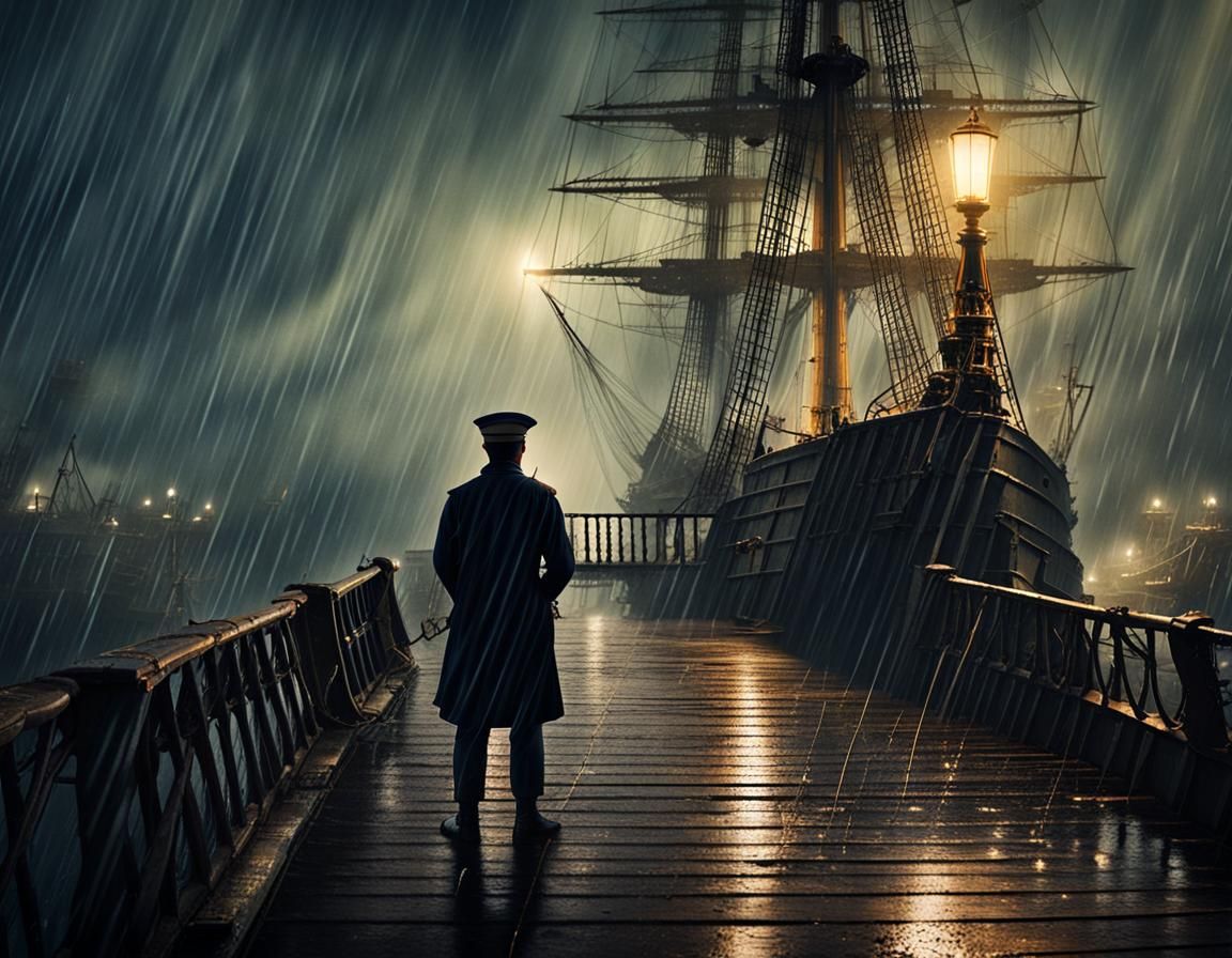 Sailor in Storm on Napoleonic Ship