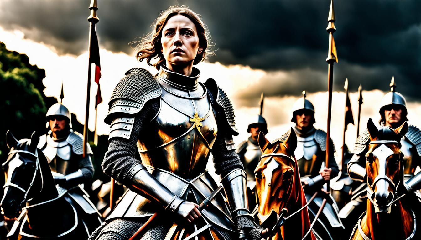 Joan of Arc Leads Army: Hyperrealistic Cinematic