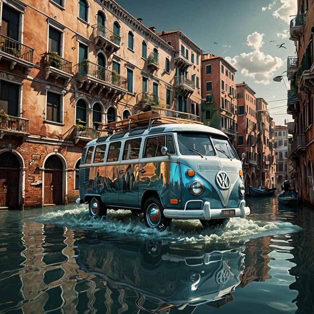 Flooded city in the style of Venice