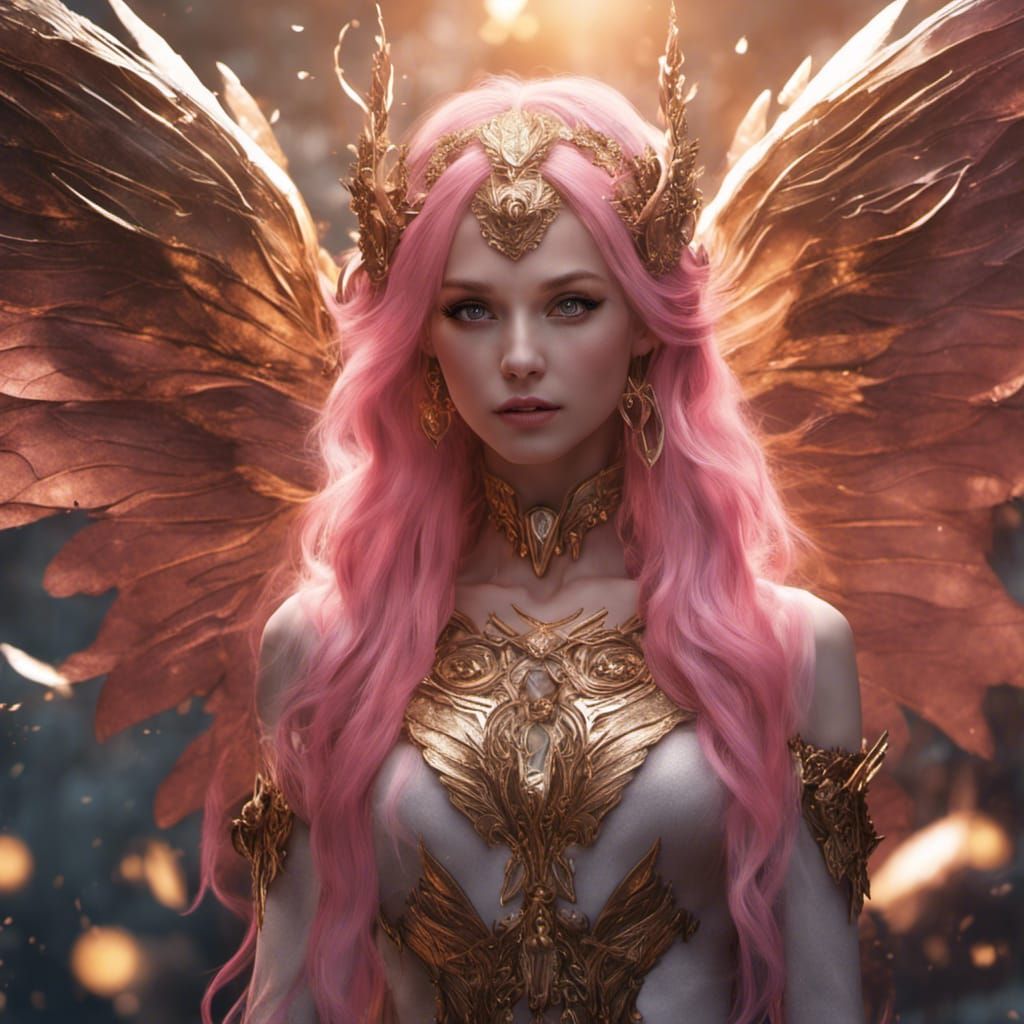 Beautiful Fairy Woman with Pink Hair