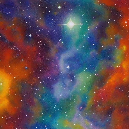 Stairs Galaxy in Gouache Watercolor Style