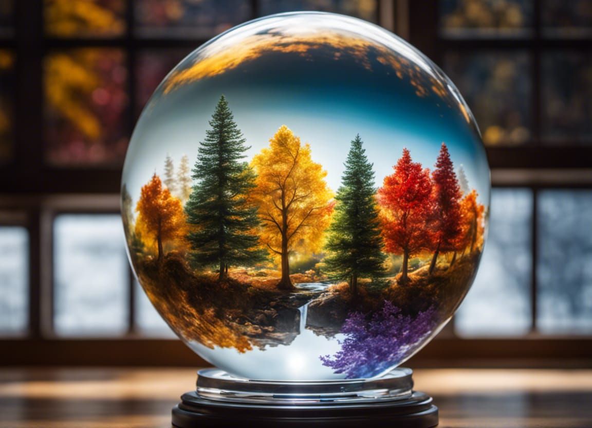Four Seasons in Glass Spheres: Hyperrealistic Art