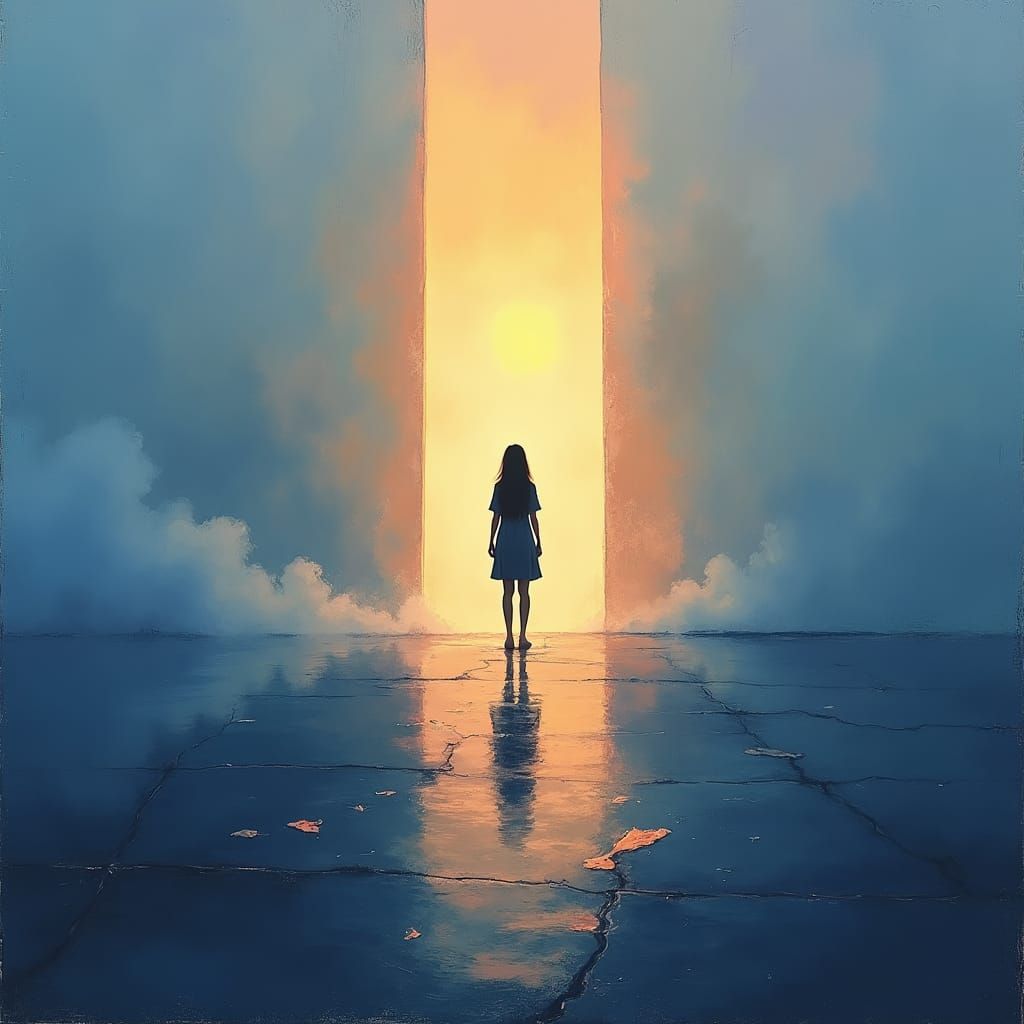 Threshold Silhouette in Impasto Style