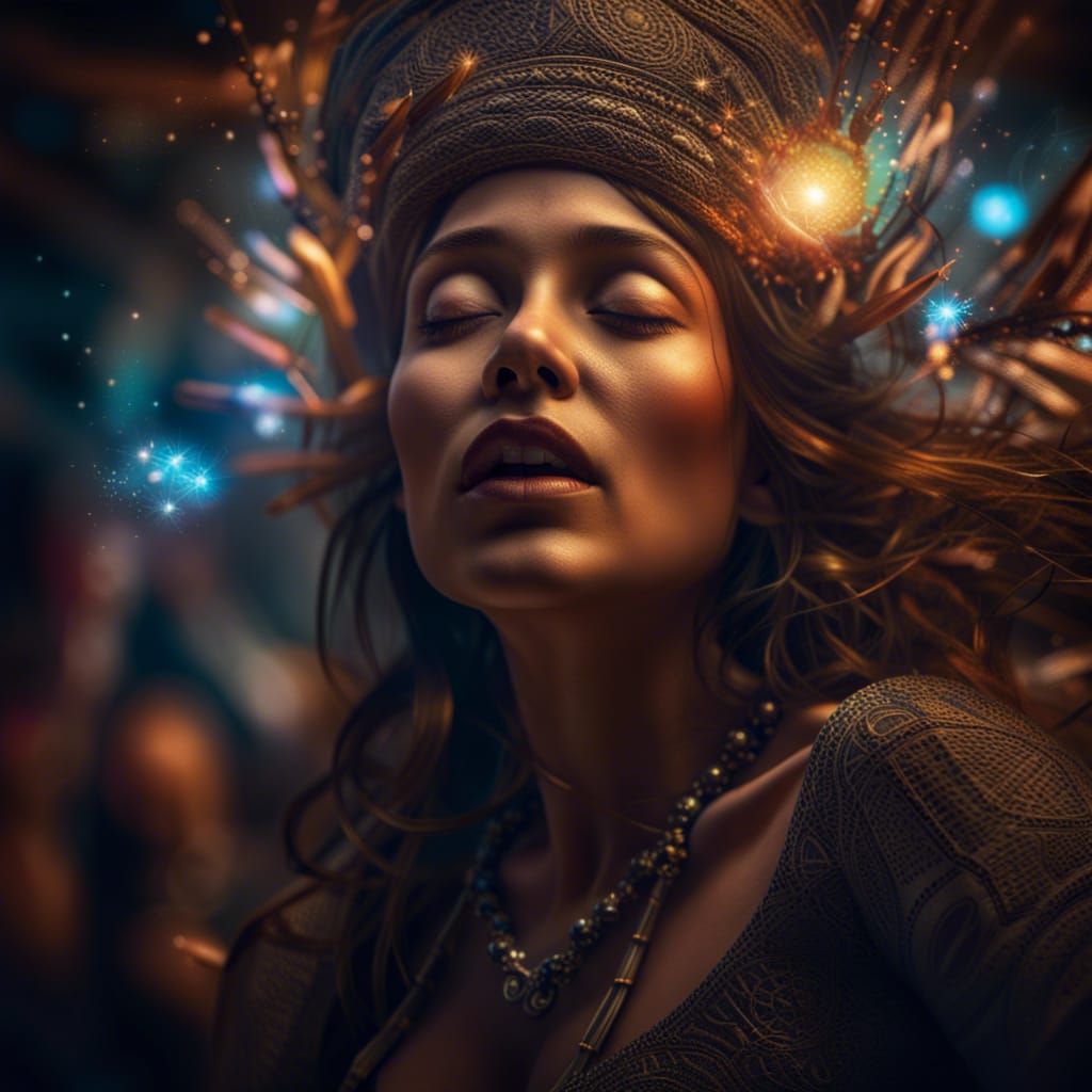 Dreamy Woman Surrounded by Magic