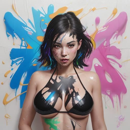 Woman with Champagne: Graffiti Street Art Sticker