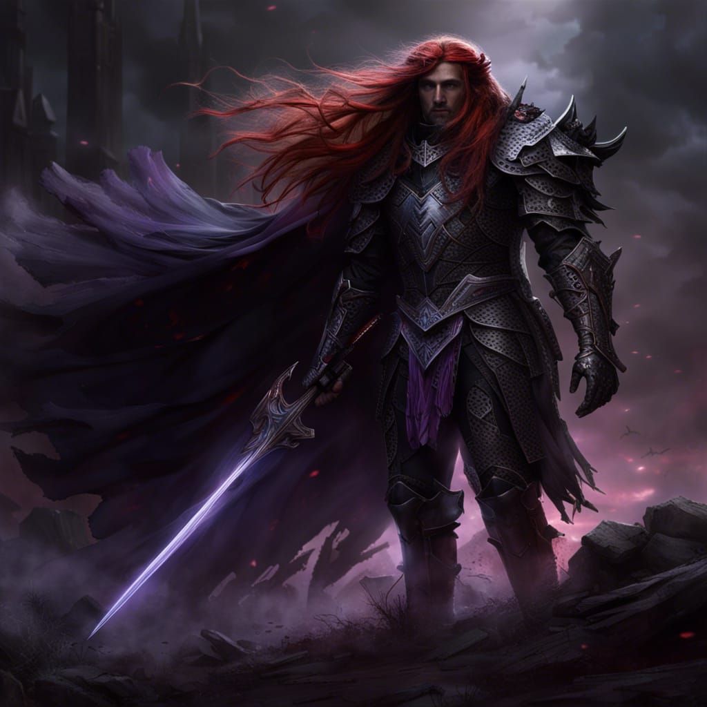 Glowing Knight in Black Armor Concept Art