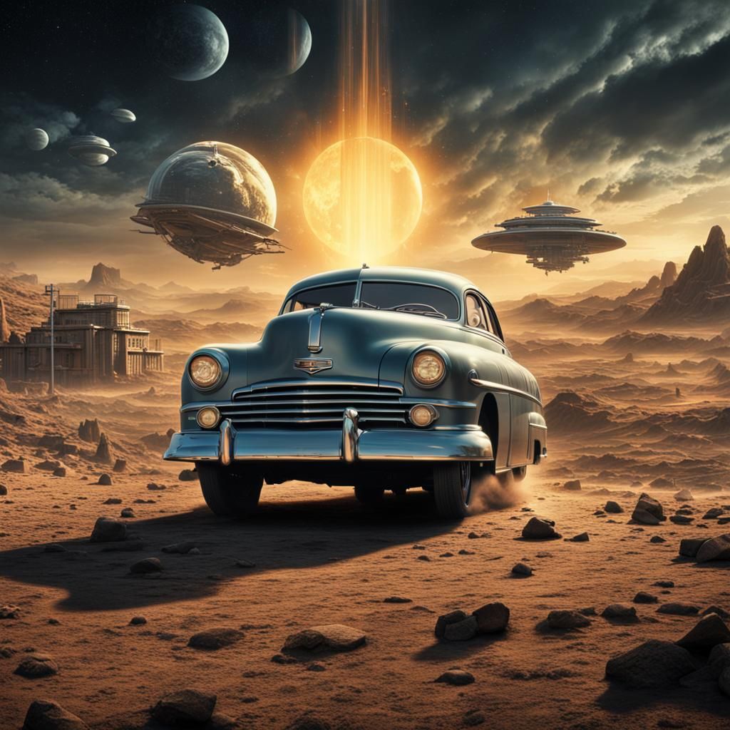 Cheesy 1950s Sci-Fi Movie Scene