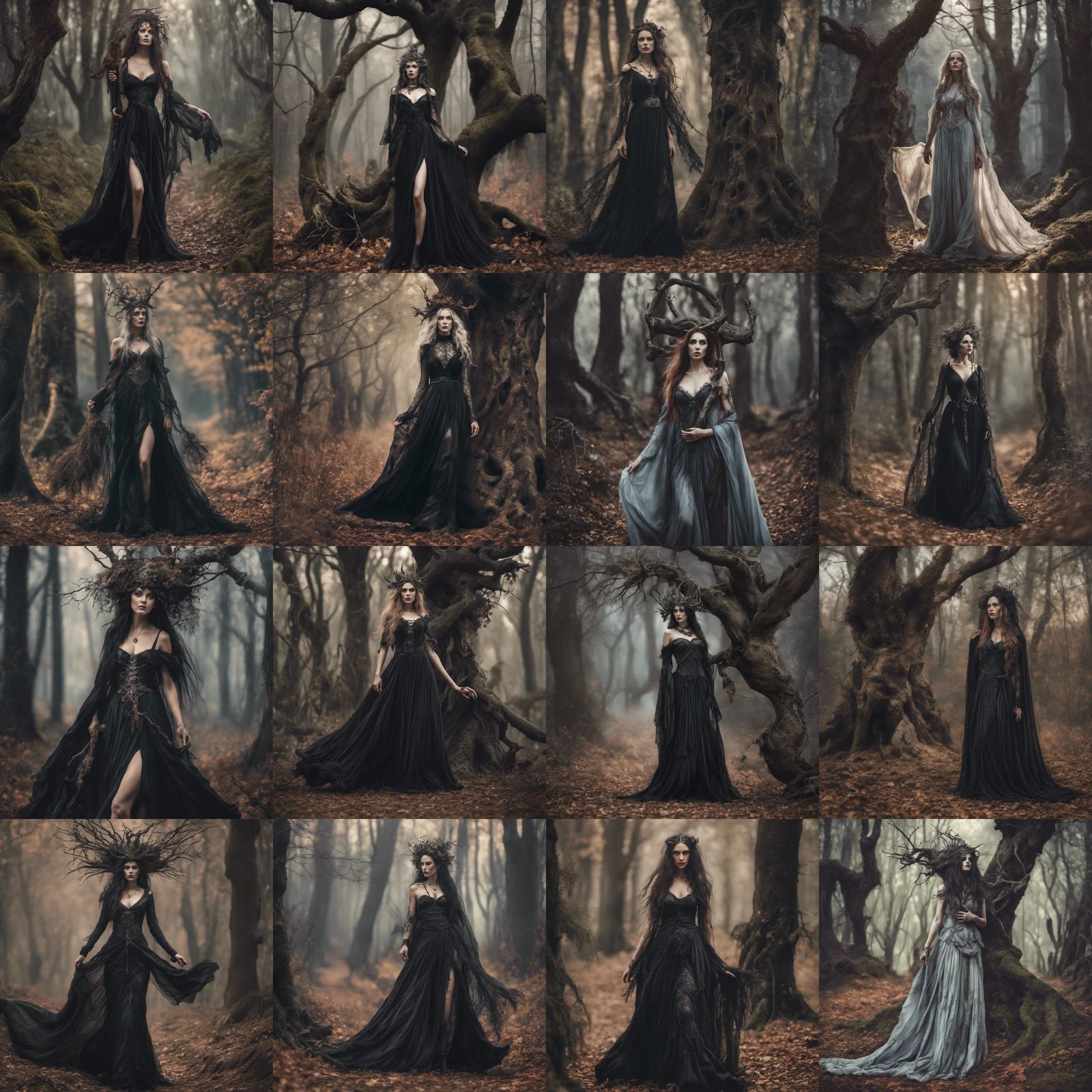 Gothic Goddesses and Witches in Ancient Forest
