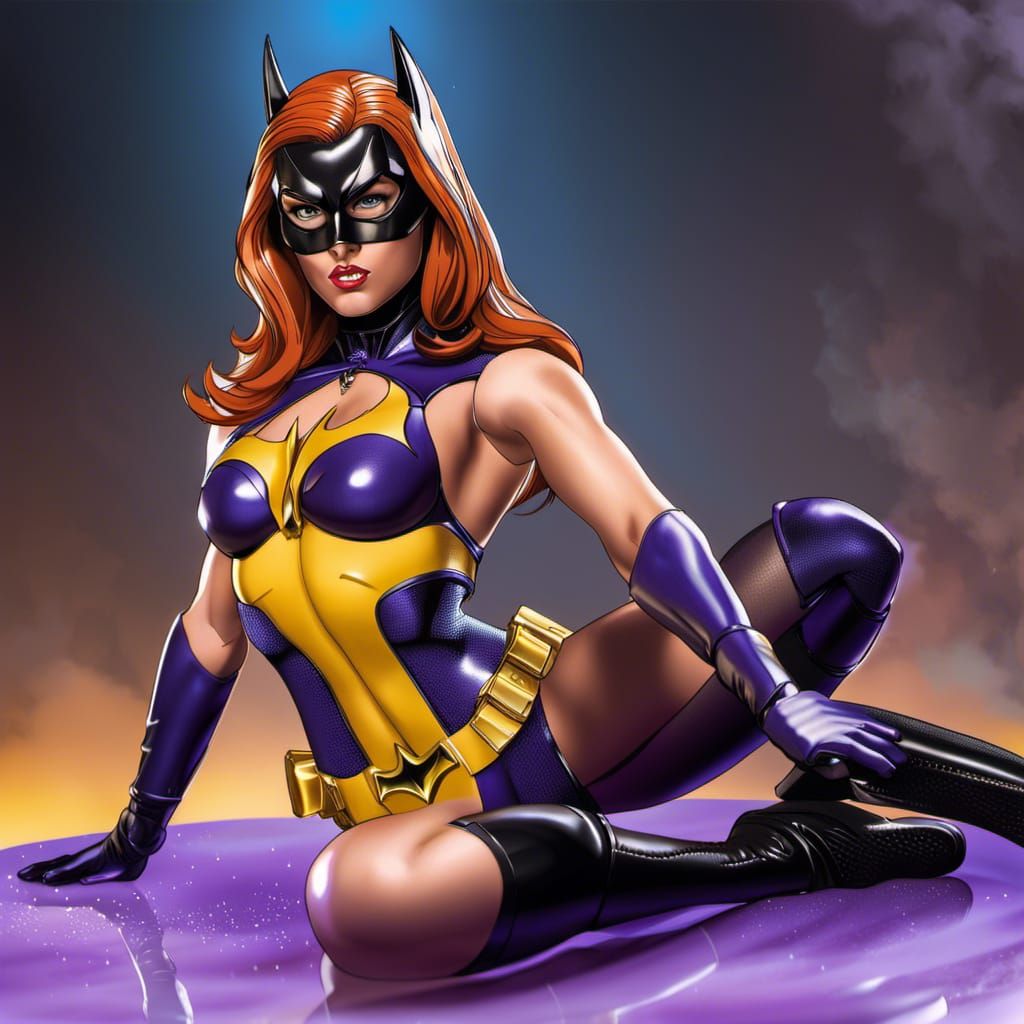 Hyperrealistic Batgirl Portrait in Wet Bikini