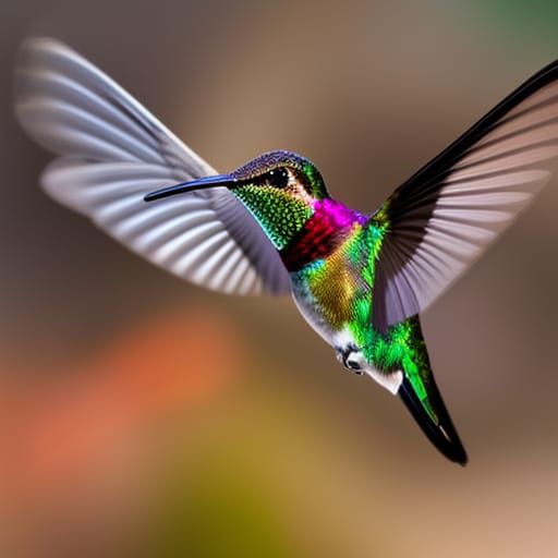 Photorealistic Hummingbird with Iridescent Feathers