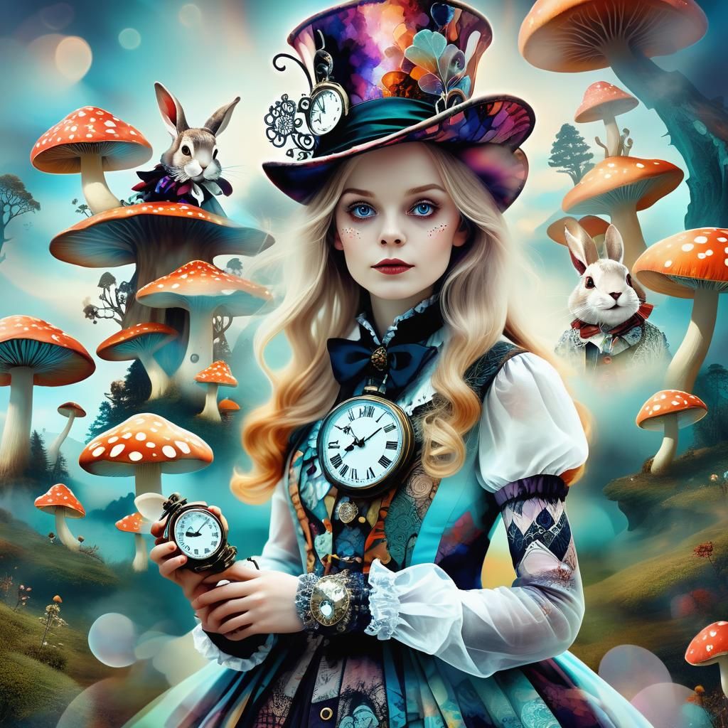 Alice in Wonderland Portrait with Fractal Details