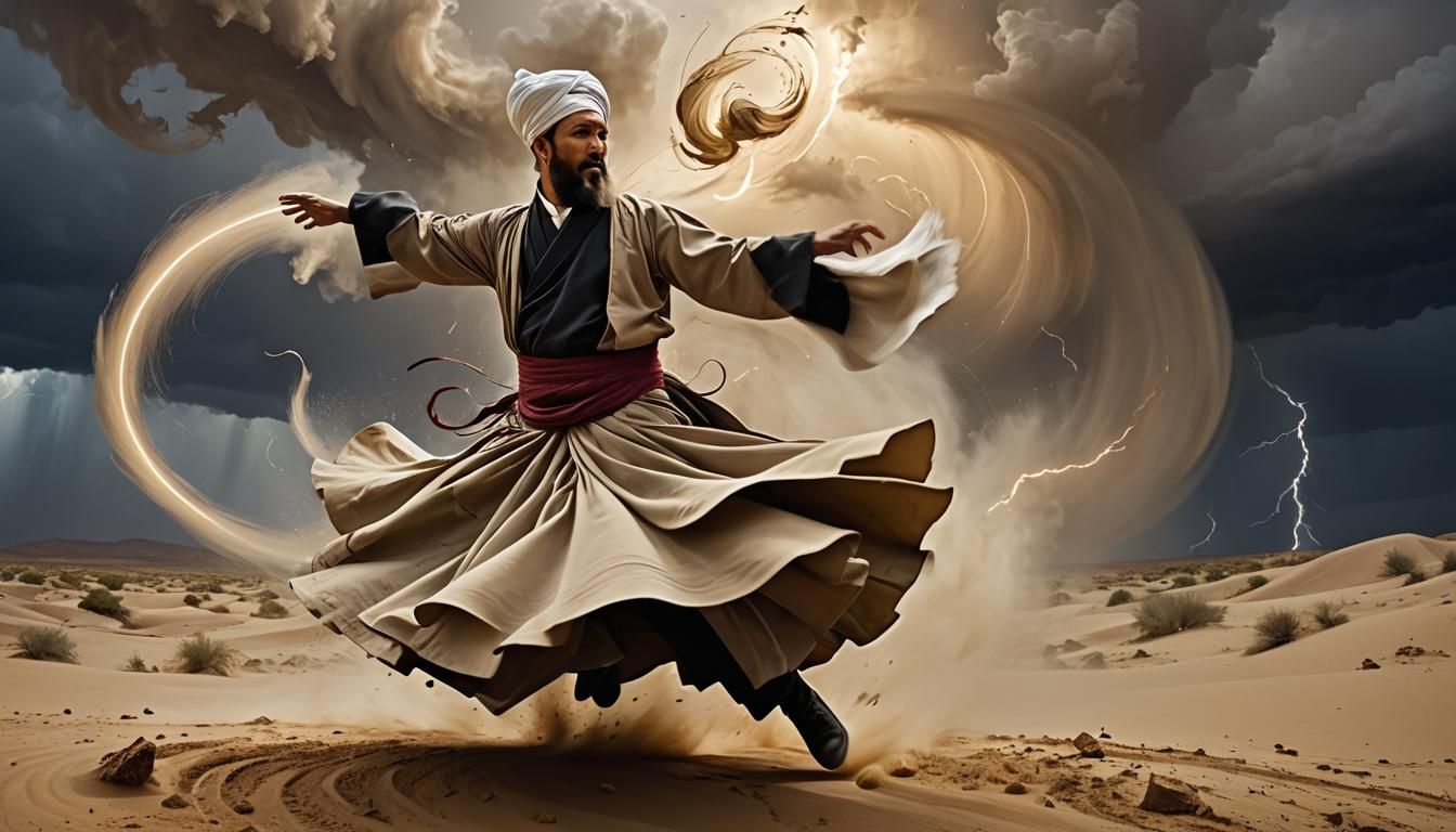 Dervish Dance in Desert Storm: Expressionist Art