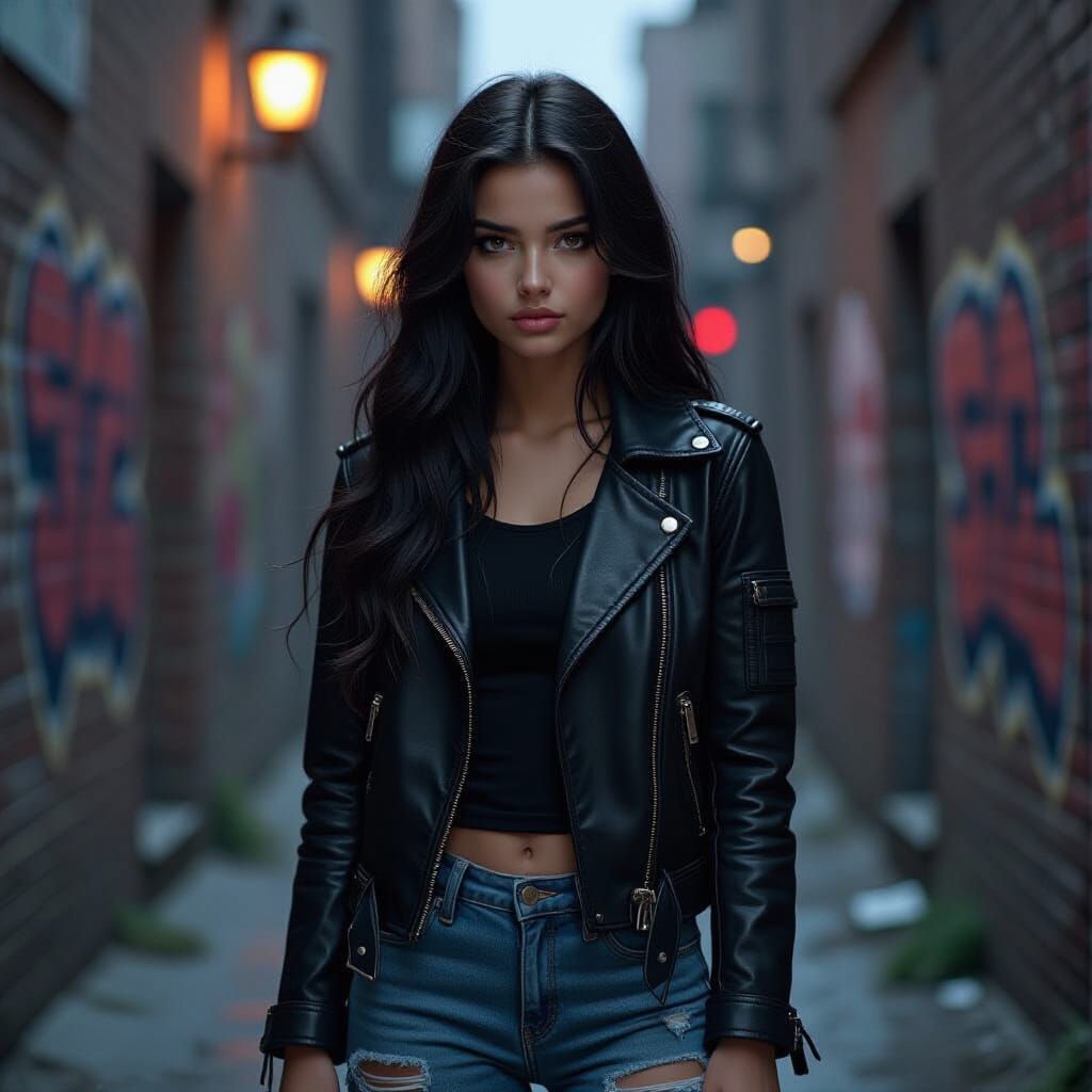 Teenage Girl in Alleyway: Dark Fantasy Art