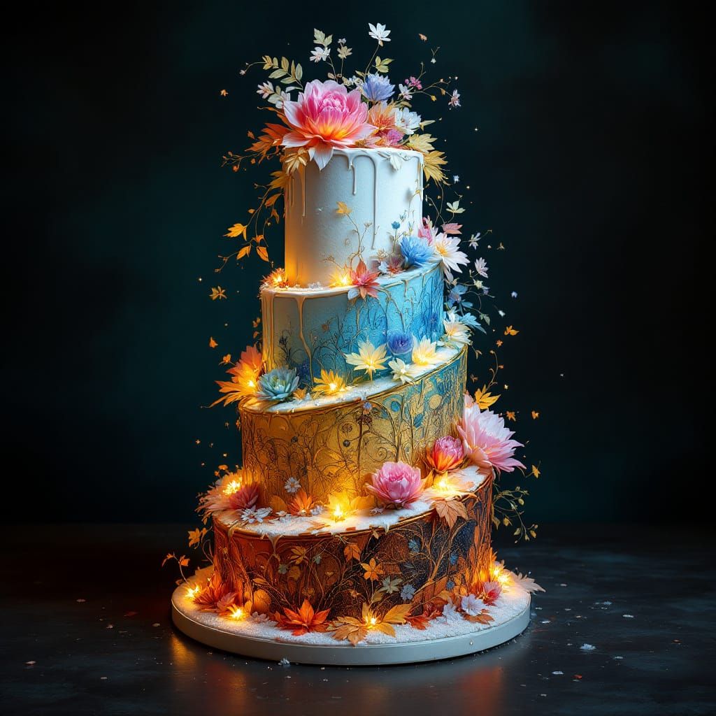 Fantastical Seasonal Cake in Art Nouveau Style