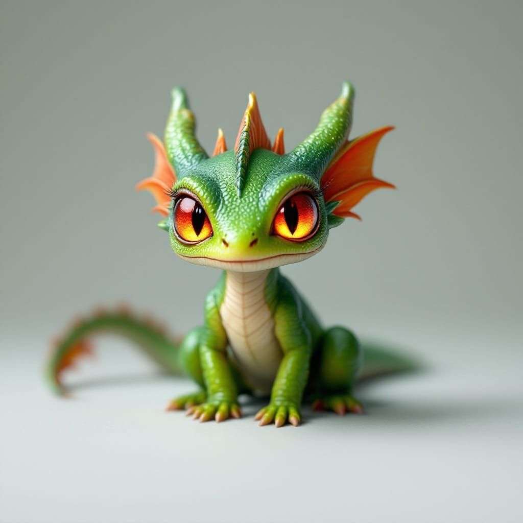 Shimmering Green Dragon with Glowing Red Eyes