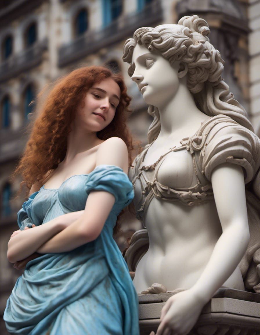 Young Woman Before Venus Statue