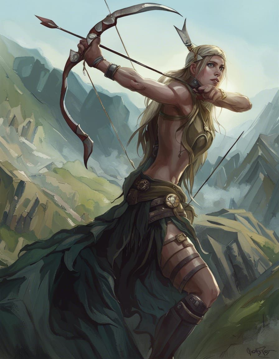 Female Centaur Archer with Tribal Adornments