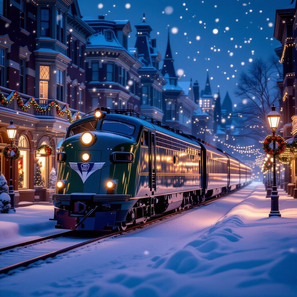 Emerald Train Journeys Through Snowy Christmas City