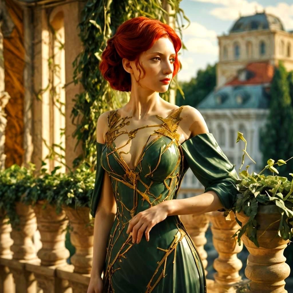 Alabaster Statue with Kintsugi Repair on Balcony