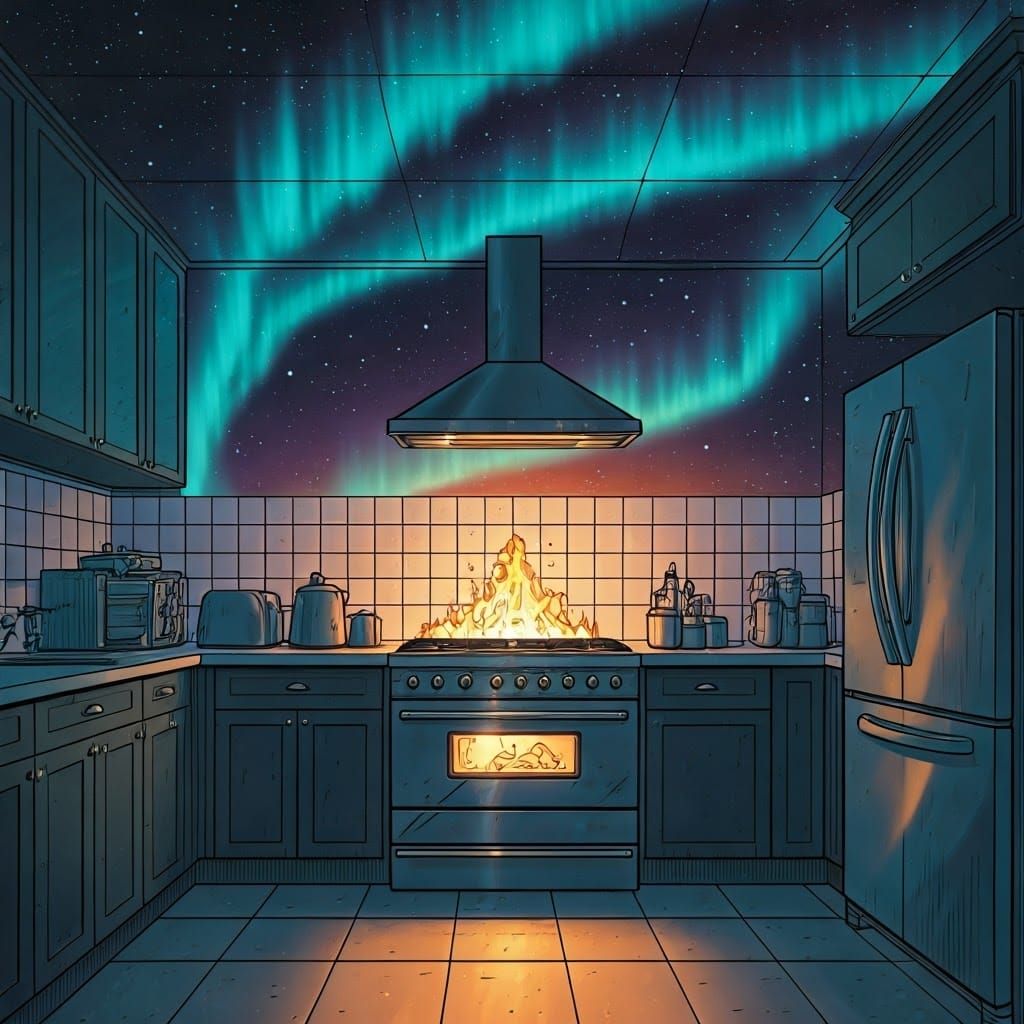 Kitchen Inferno: Aurora Borealis Comic Book Art