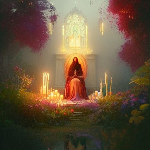 Priestess in Lush Garden Concept Art