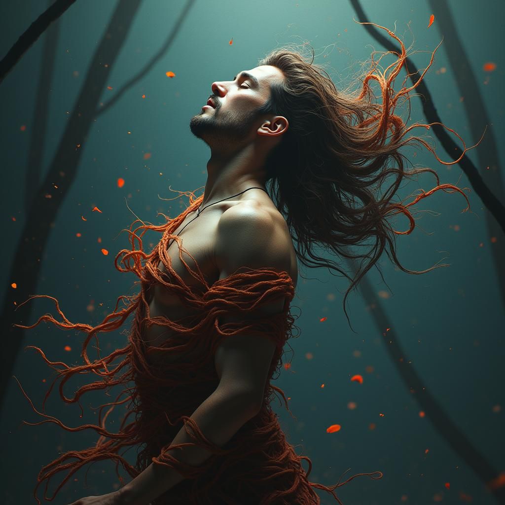 Man Ensnared: A Fantastical Hair Weaving