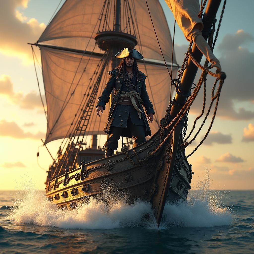 Captain Jack Sparrow on the Black Pearl