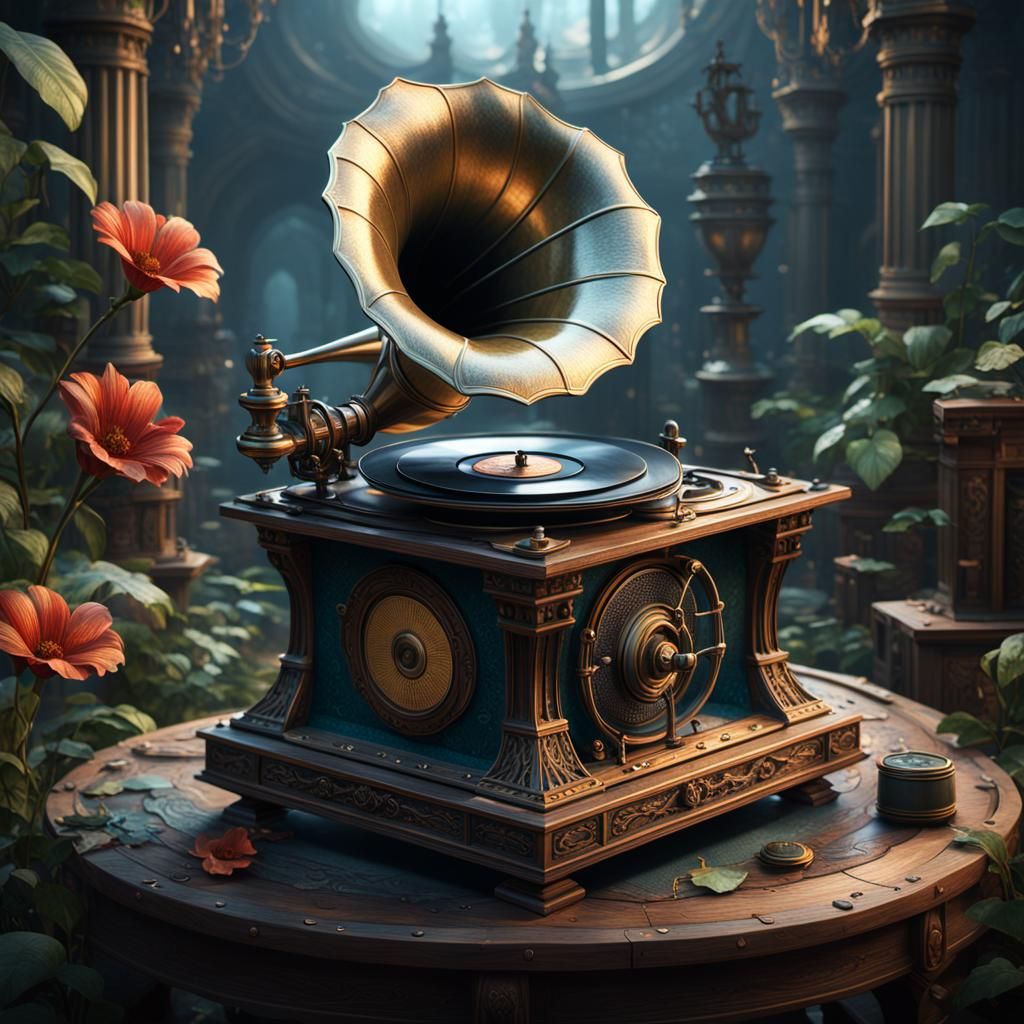 Fantastical Phonograph in Detailed Matte Painting