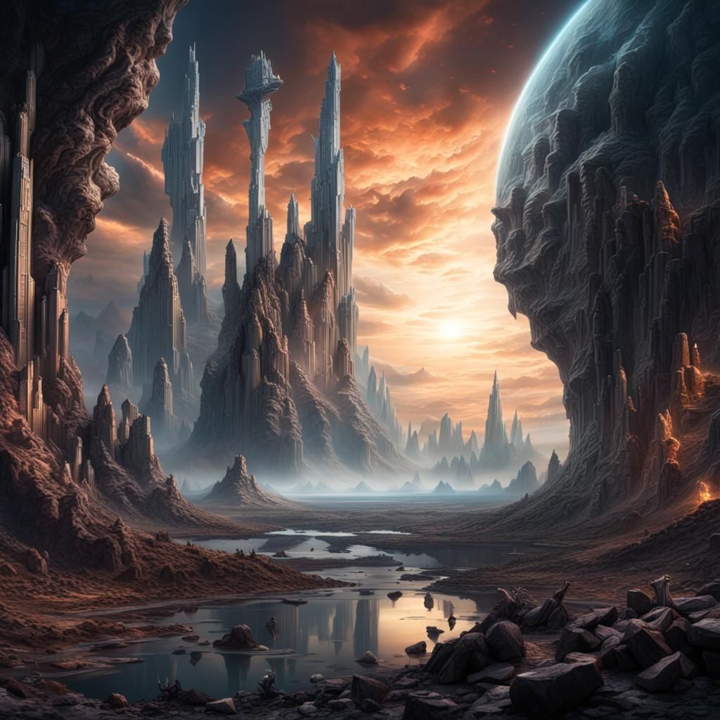 Hyperrealistic Protostar Realm: Digital Matte Painting