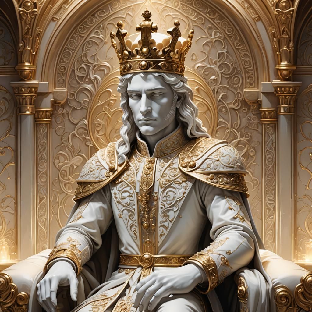Regal Chess King on Gothic Throne: Digital Art