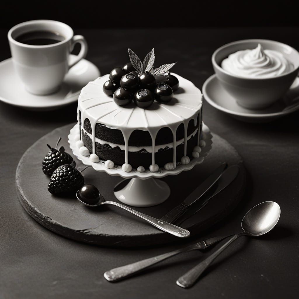 Sepia Mini Cake Still Life: Film Noir Photography