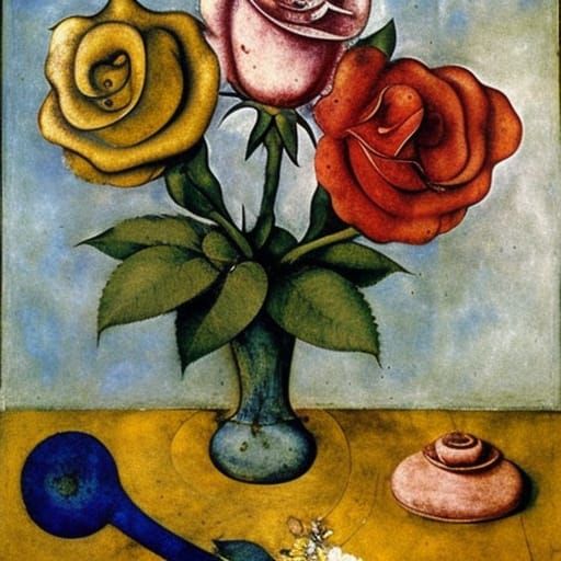 Metal Roses and Flowers, Surreal Art