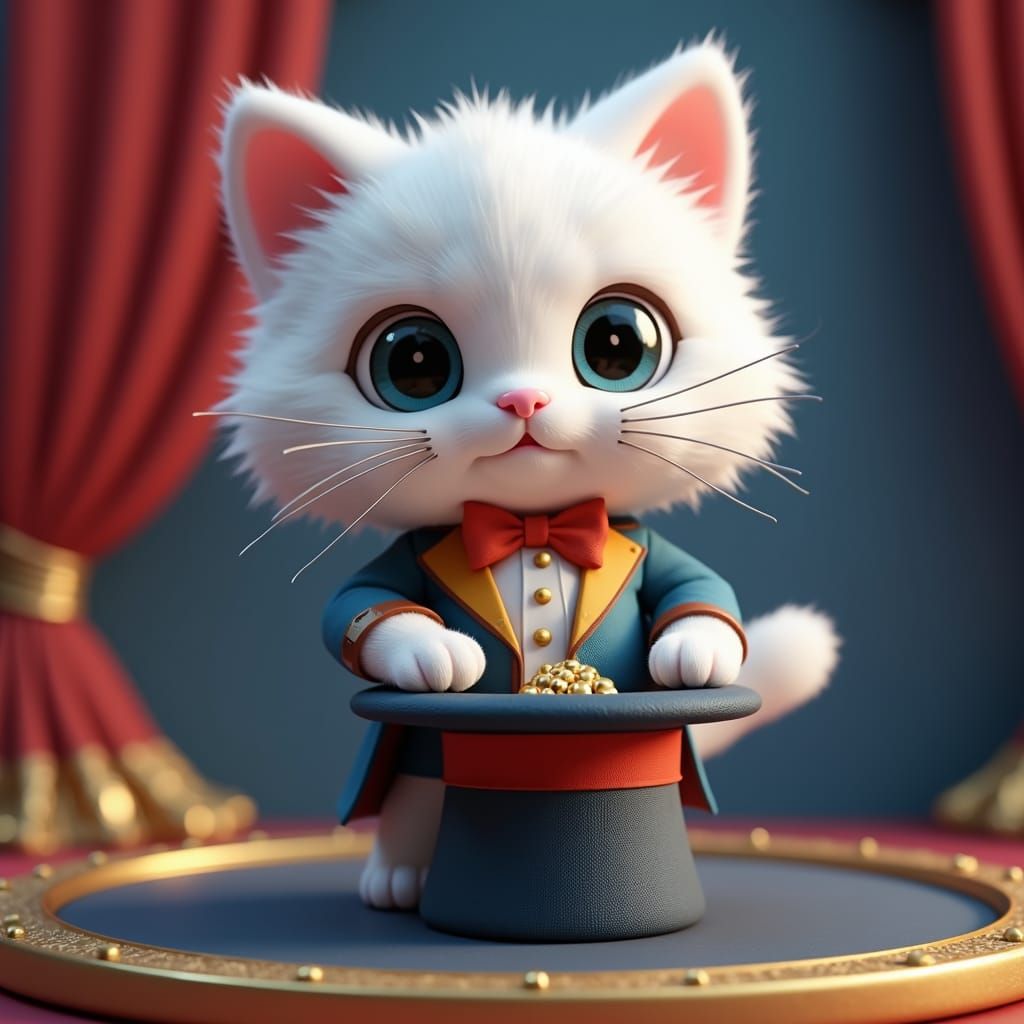 Adorable Cat Magician Pulls Rabbit from Hat