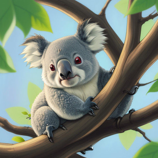 Cute Koala Cub in Vibrant Cel-Shaded Anime Style