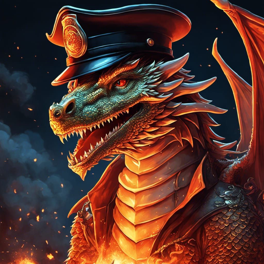 Dragon Firefighter in Graphic Novel Style