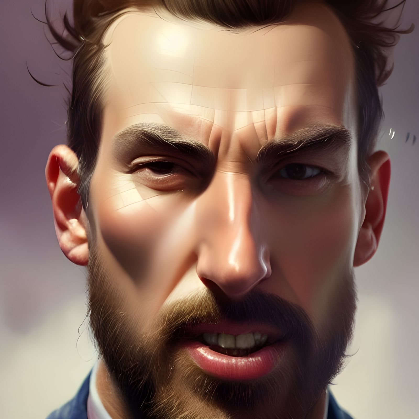 Hyperdetailed Portrait of Man with Nose Hair