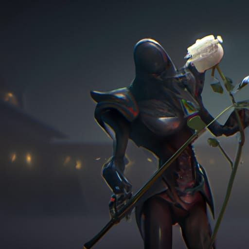 Phantom Holding a Rose: Dark Fantasy Concept Art