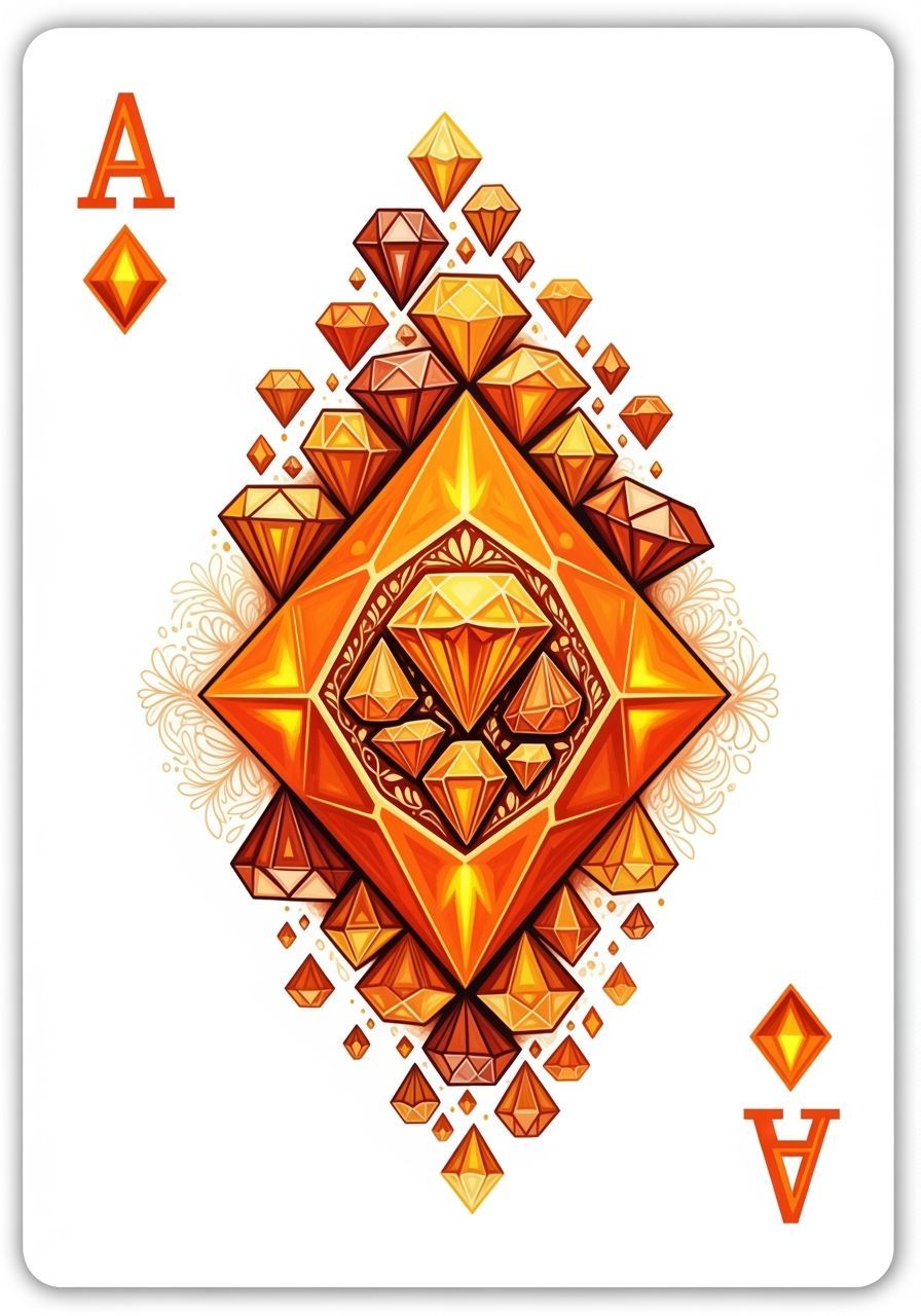 Vibrant Acrylic Ace of Diamonds with Amber and Gold