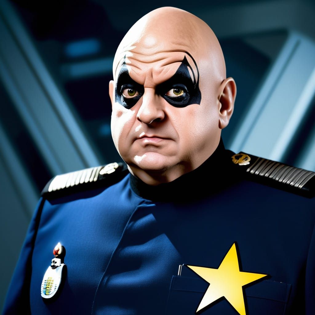 Uncle Fester as Starfleet Officer in Dark Fantasy Setting
