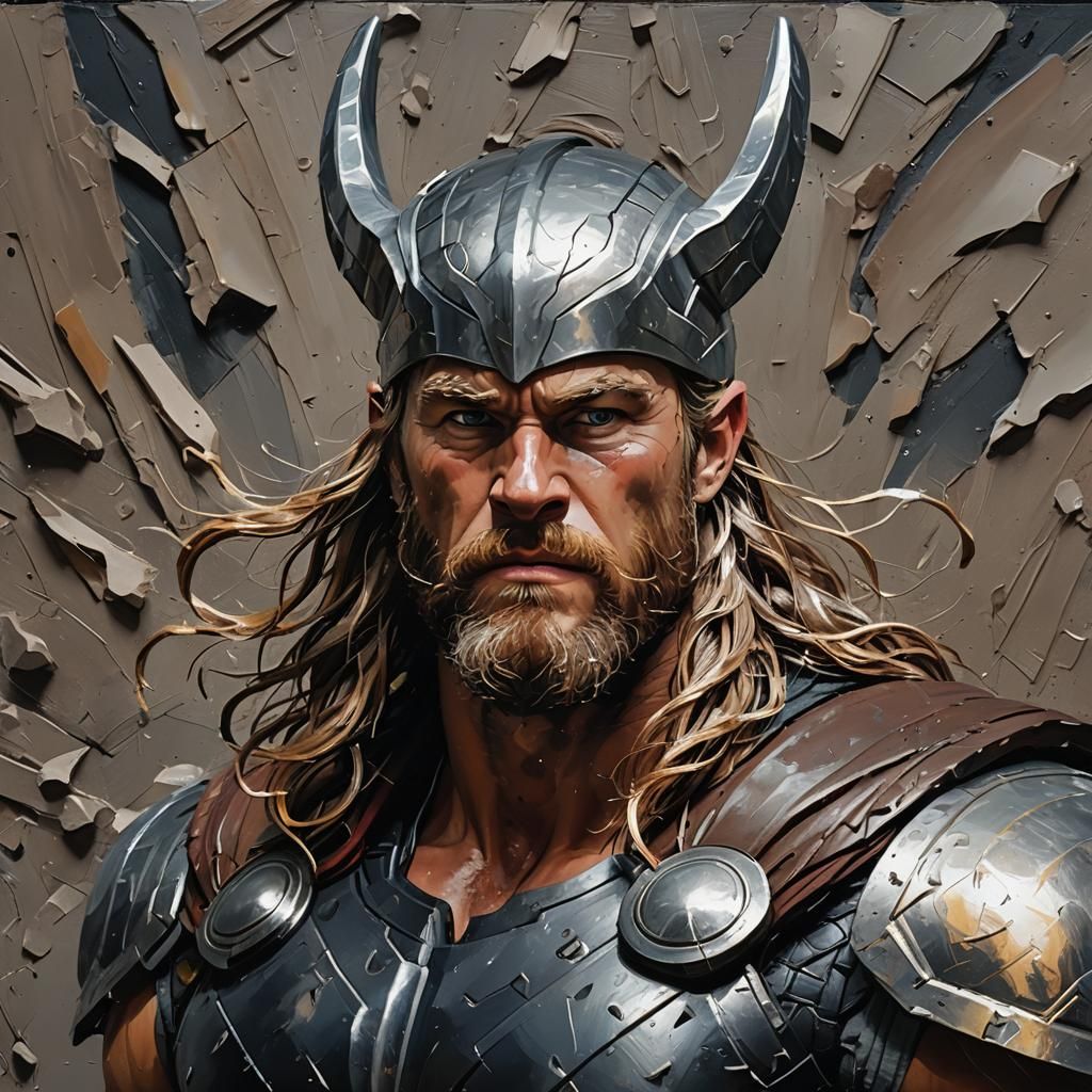 Pixar-Style Acrylic Painting of Thor