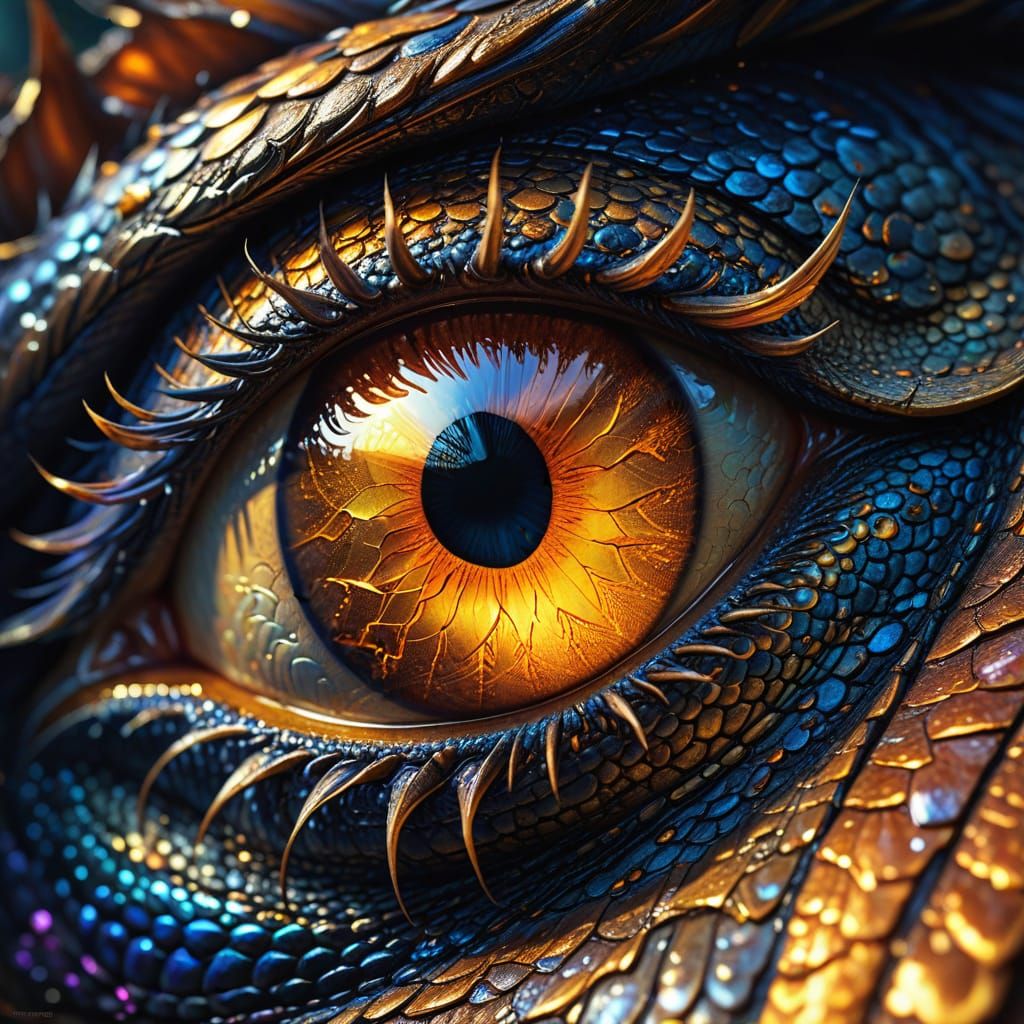 Detailed Dragon Eye in Macro Photography