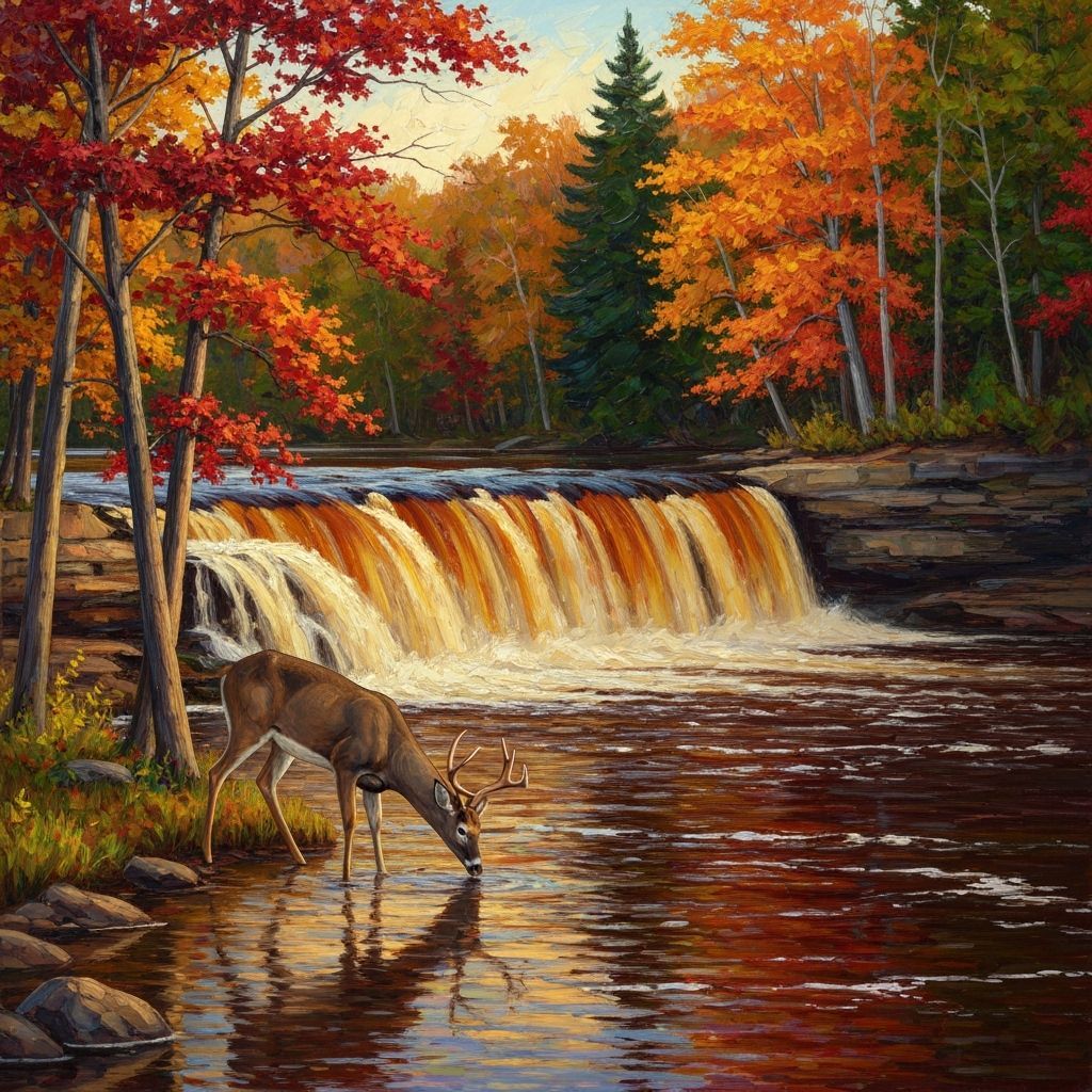 White-tailed Deer at Rootbeer Falls in Autumn
