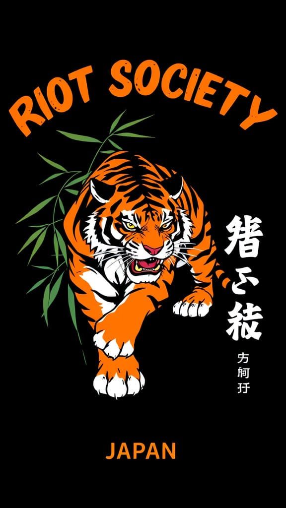Bold Tiger Graphic in Traditional Style