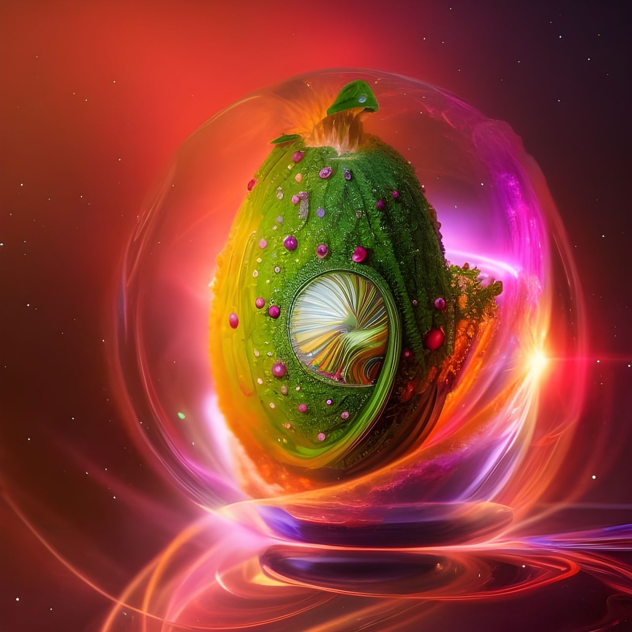 Filigree Fruit Warrior in Kitchen with Galaxy