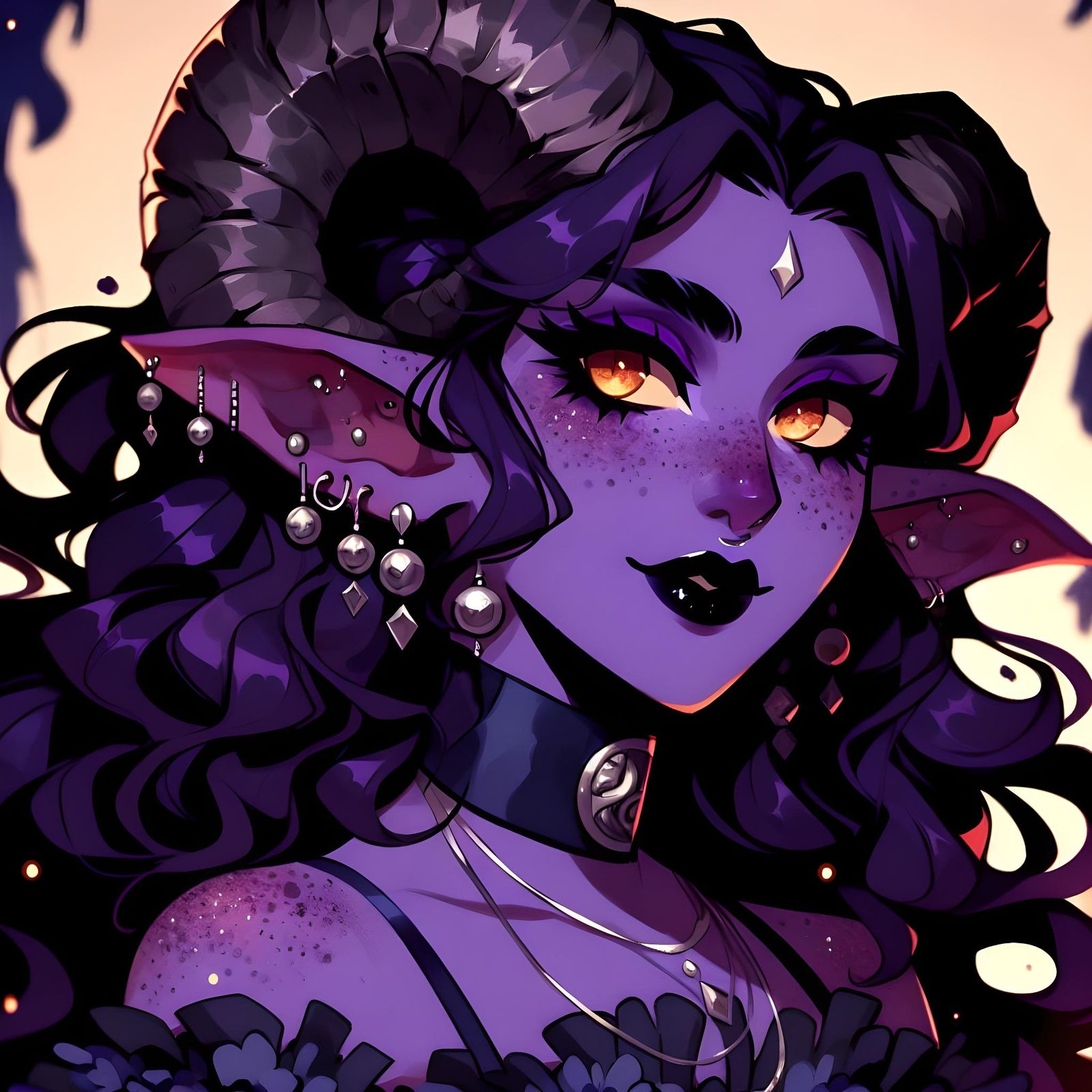 Captivating Tiefling Lady in Manga Anime Style