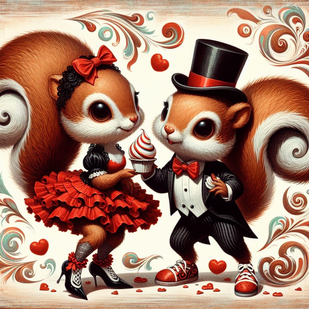 Victorian Squirrels' Whimsical Valentine's Day Celebration