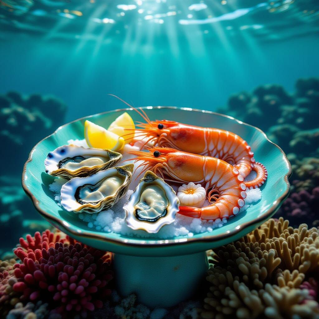 Underwater Seafood Banquet in a Fabulous Atmosphere