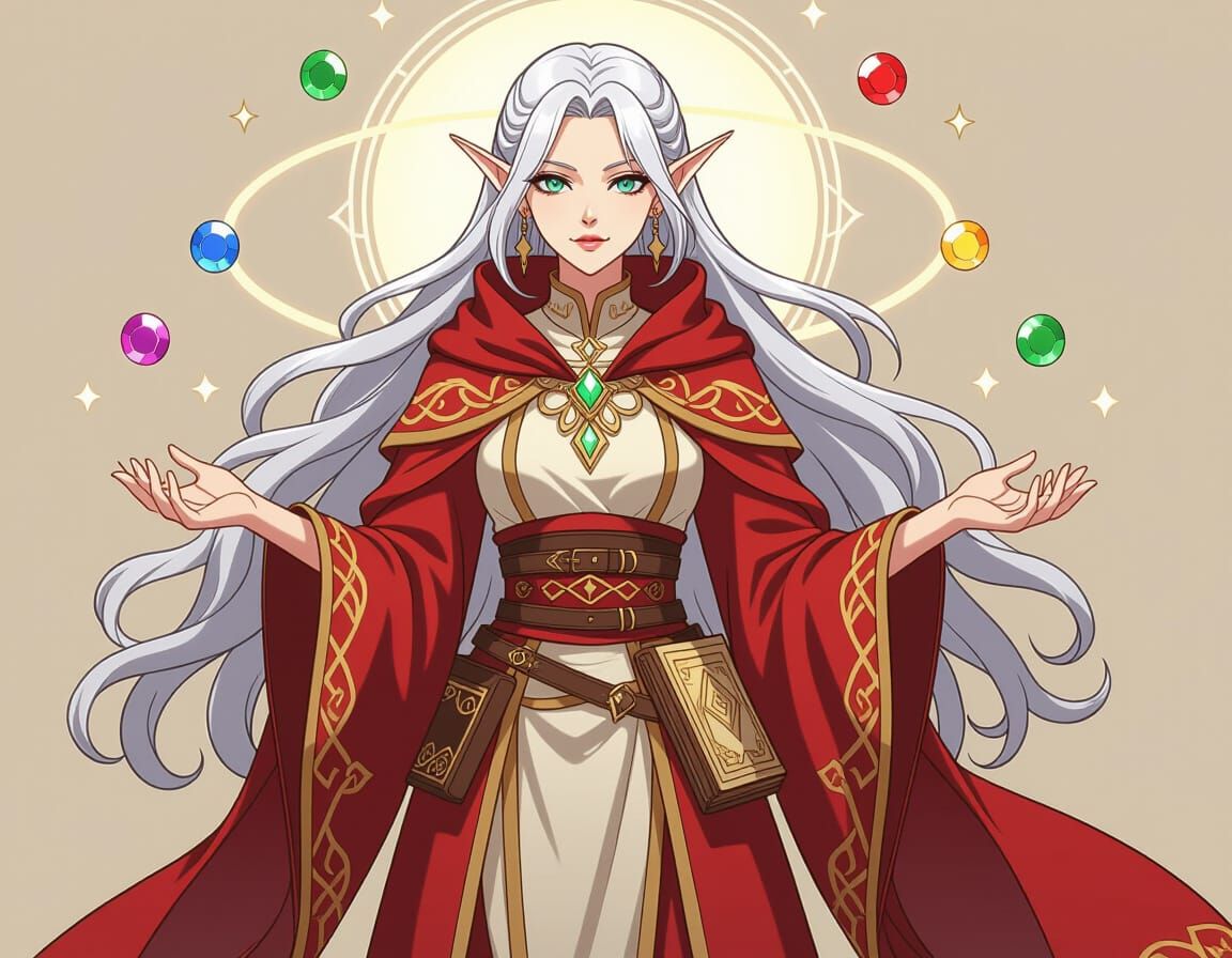 High Elf Arcane Archivist in Cel-Shaded Style