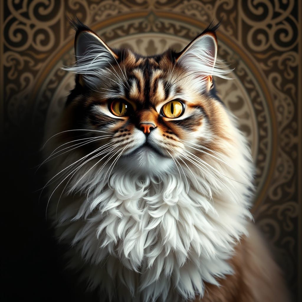 Regal Persian Cat in Art Nouveau Splendor